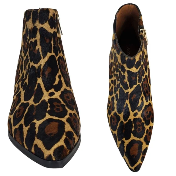 New Antonio Melani lavonnie leopard print haircalf block heel pointed booties - Picture 6 of 13